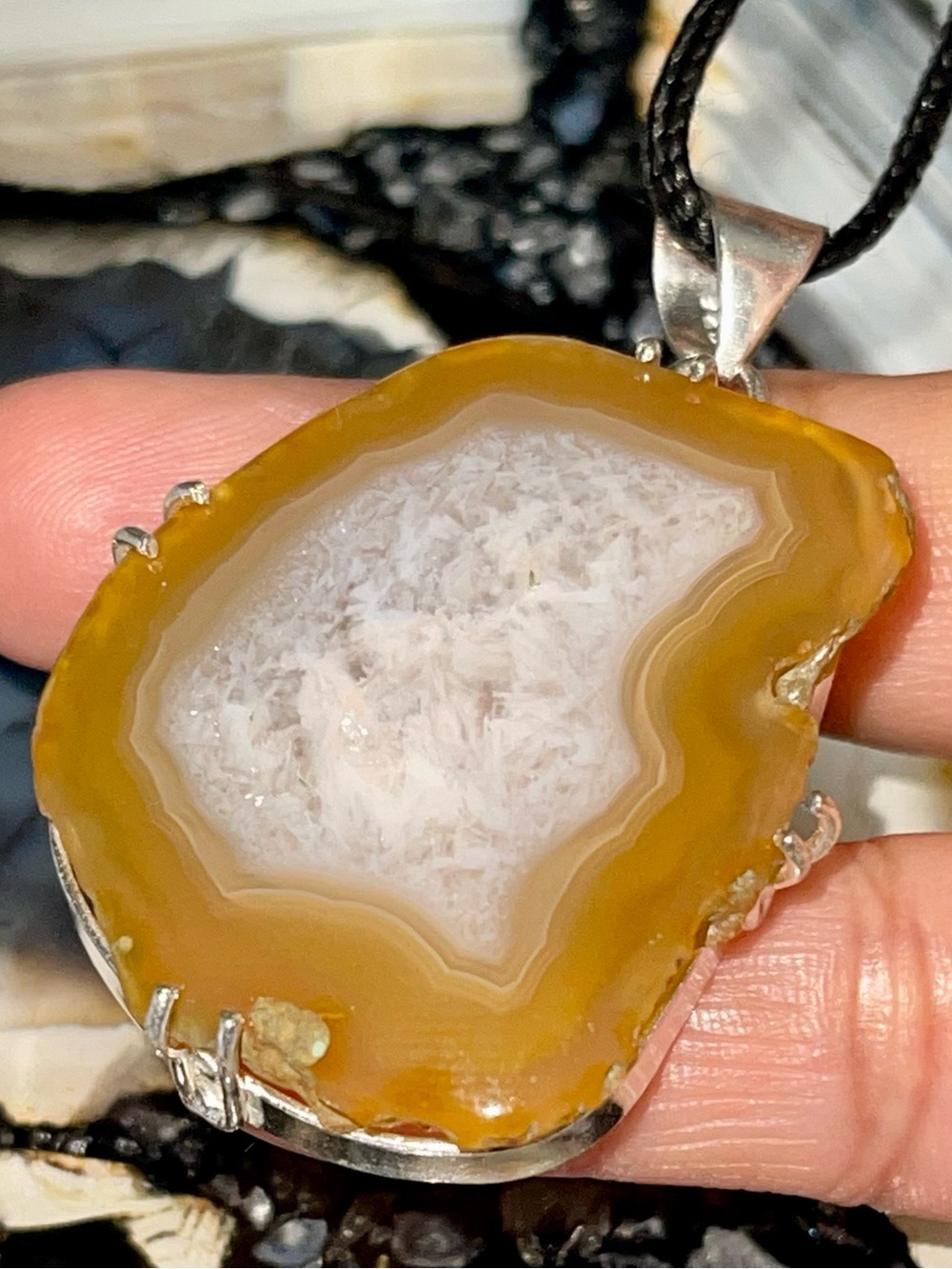 Rustic Solar Quartz Crystal Pendant 2 1/4”